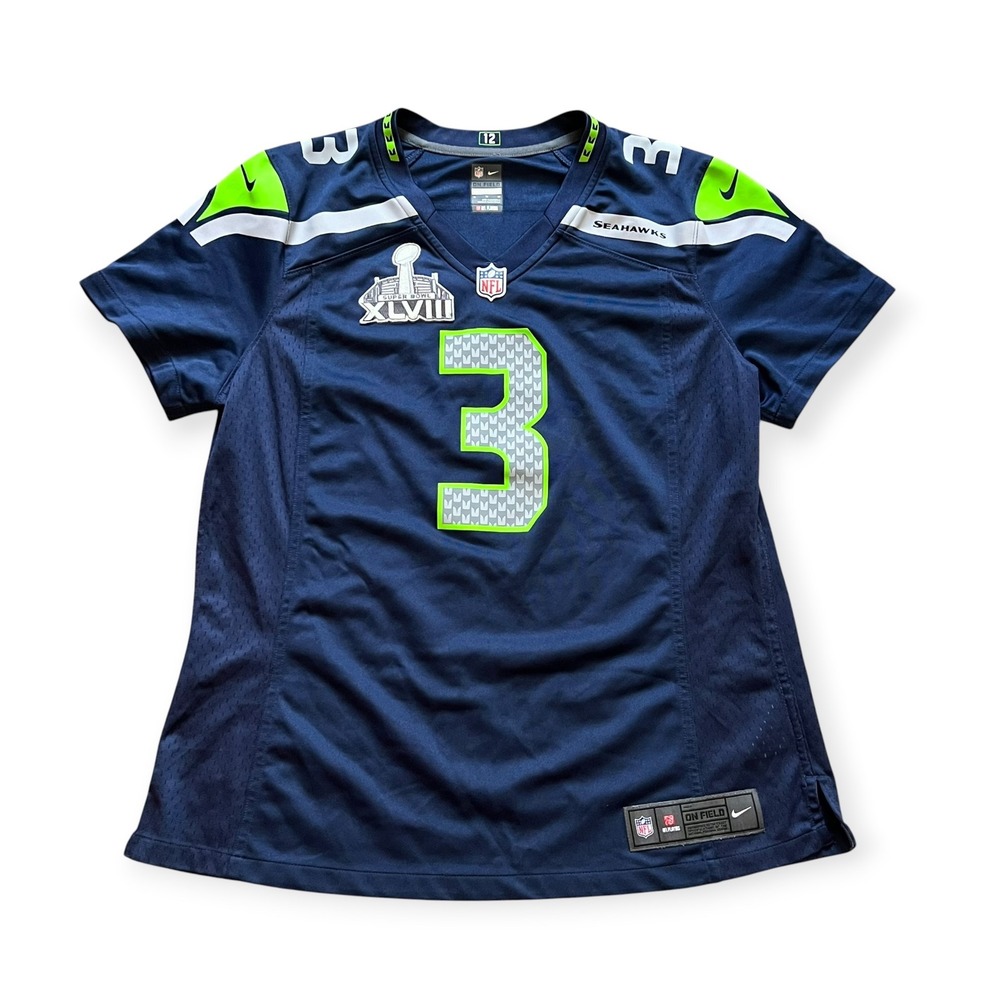 Nike Seattle Seahawks Russell Wilson #3 Super Bowl‎ XLVIII Youth XL Jersey Blue